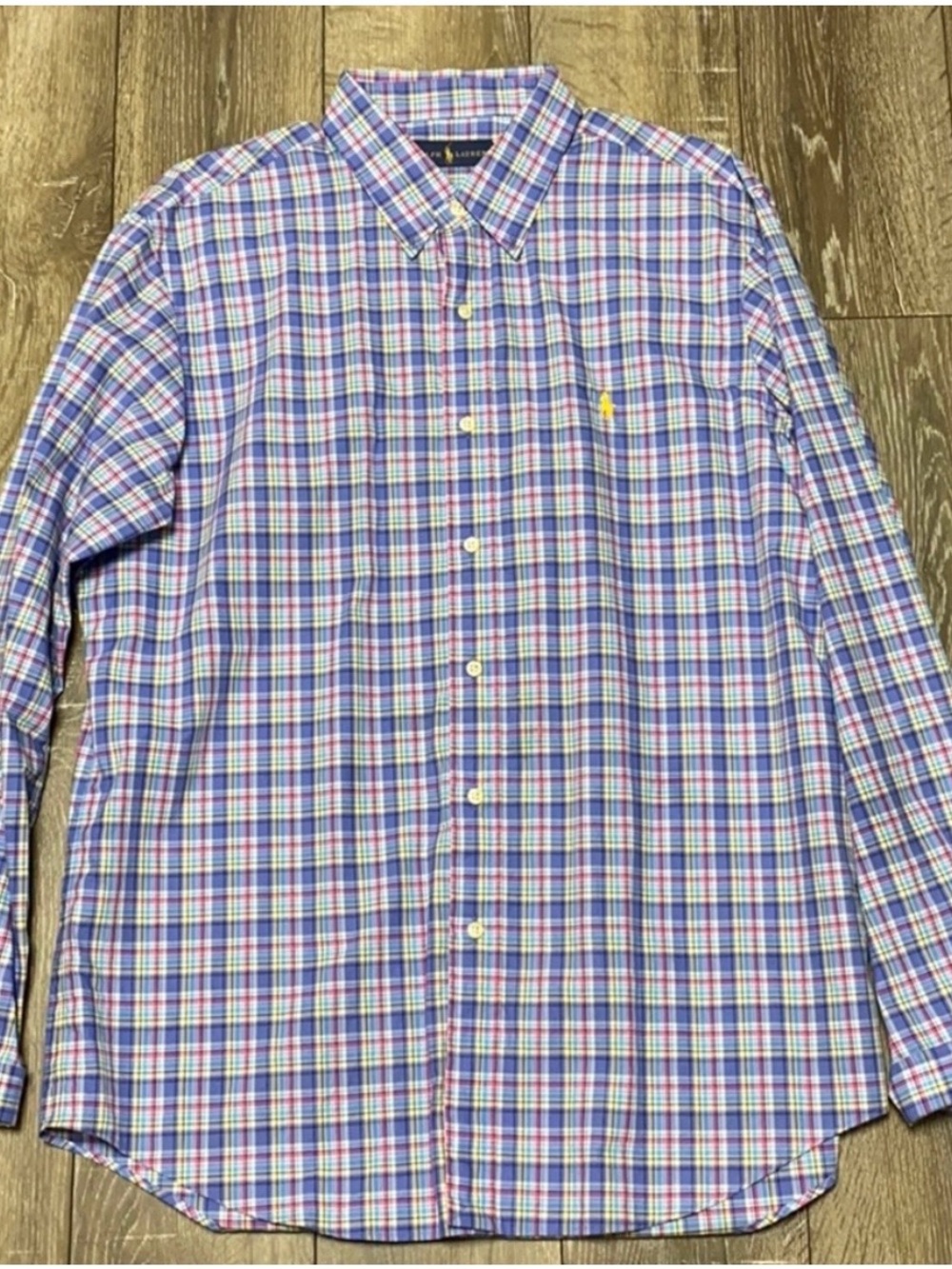 Ralph Lauren Plaid Button-Down Shirt in Blue, Purple & White